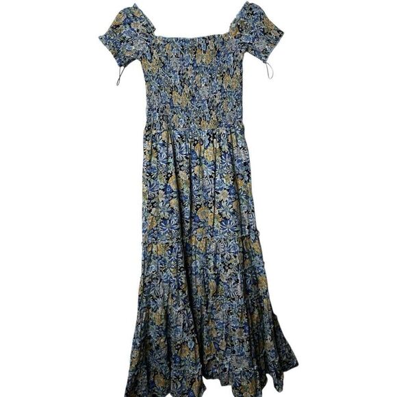 Heartloom Revolve Mina Dress Indigo Size XS Blue Off Shoulder Smocked Tiered - Picture 7 of 13